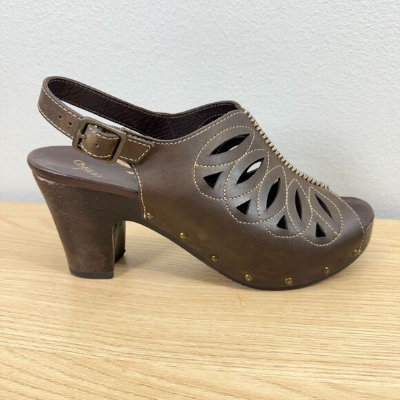 Dansko Womens Rowena Sandals Size 41 (US 10.5-11) Brown Leather Wooden Heel Shoe - Picture 2 of 12